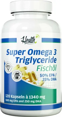 Produktbild von HEALTH+ SUPER OMEGA 3 TRIGLYCERIDE FISCHÖL | 50% EPA | 25% DHA | höchste Bioverfügbarkeit