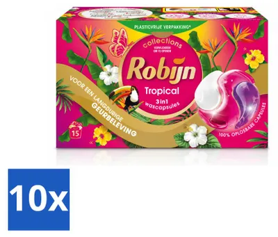 Produktbild von 10 x Robijn 3-in-1 Wascapsules Tropical voor bonte was - Vorteilspackung - 10 Stücke