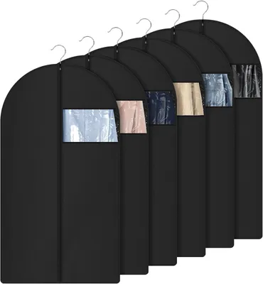 Obrázok produktu pre Obaly na oblečenie, 6 kusov, 100 x 60 cm, umývateľné, odolné voči prachu, ochrana proti moliam a vlhkosti pre košele a obleky