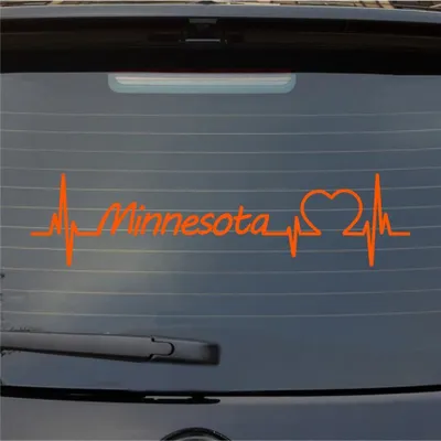 Produktbild von Heckscheibenaufkleber Minnesota Herzschlag Puls Staat USA Liebe 55x13 cm Orange Auto Aufkleber Sticker