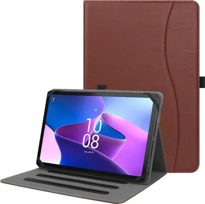 Immagine prodotto di Copertura universale per tablet da 9-10,5 pollici in Finto cuoio Stand Folio Cover Cinturino a mano in silicone - Marrone