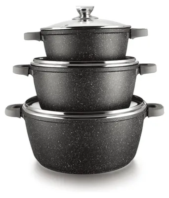 Image de set de 6 casseroles avec couvercle ø36cm/ø40cm/ø44cm - convient à tous les types de cuisinières