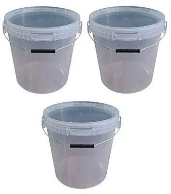 Produktbild von SILPLAST Eimer mit Deckel 25L x 3 Kunststoffeimer 25 Liter lebensmittelecht stapelbar Plastikeimer leer Transparent