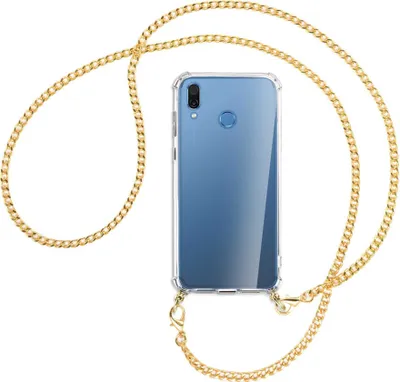 Produktbild von Handykette Backcover-Schutzhülle mit Band (Metall goldfarben) für Honor Play - goldfarbene Kette
