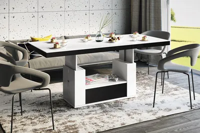 Produktbild von Design Couchtisch Tisch HM-111 Hochglanz Schublade höhenverstellbar ausziehbar Esstisch