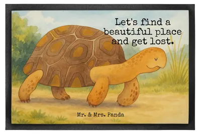 Produktbild von Mr. & Mrs. Panda fußmatte Schildkröte Marschieren Design 50 x 75 cm - Weiß - Geschenk, Abenteuer, Meer, Bodenvorleger, Motivation, Inspiration, Schildkröten, Schmutzmatte