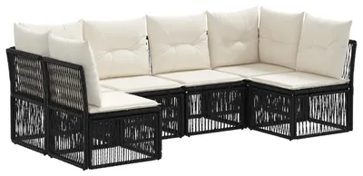 Produktbild von vidaXL Gartensofa-set 6 pcs Schwarz Poly-Rattan