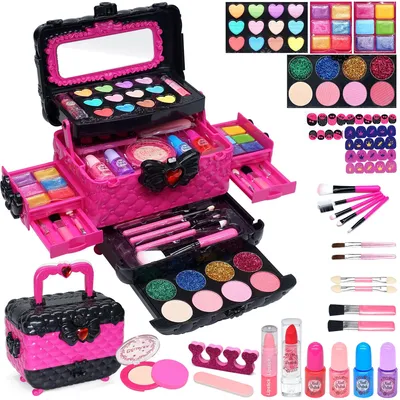 Image de Elzusha - Coffret de maquillage pour enfants, 57 pièces - Jouets pour filles, de 3 à 12 ans