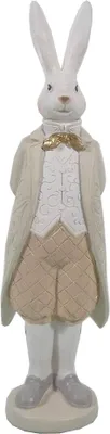 Produktbild von Clayre & Eef Figur Kaninchen 9x9x30 cm Weiß Beige Polyresin