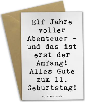 Produktbild von Mr. & Mrs. Panda Klappkarte Spruch 11. Geburtstag Abenteuer - Weiß - Geschenk, unvergesslich, Glückwunschkarte, einladungskarten, Alter, herzlicher, weihnachtskarten