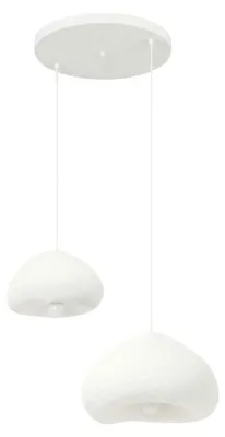 Image de Suspension Luminaire en métal et fibre de verre blanc 40 x 38 cm hauteur réglable 50 à 115 cm 2 lumières E27 40 W IP20