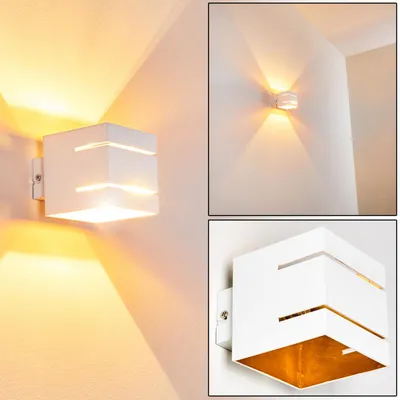 Produktbild von Riccio »Riccio« Wandlampe aus Metall in Weiß/Gold mit Schlitzen