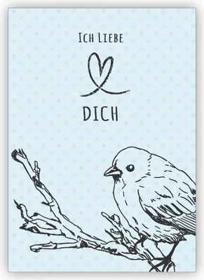 Produktbild von Romantische Liebes Grußkarte mit Herz und Vogel nicht nur zum Valentinstag: Ich liebe Dich