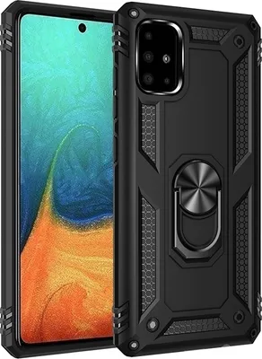 Produktbild von Mobigear Armor Ring  Samsung Galaxy A71 Hülle Hardcase Backcover Stoßfest mit Ringhalter - Schwarz