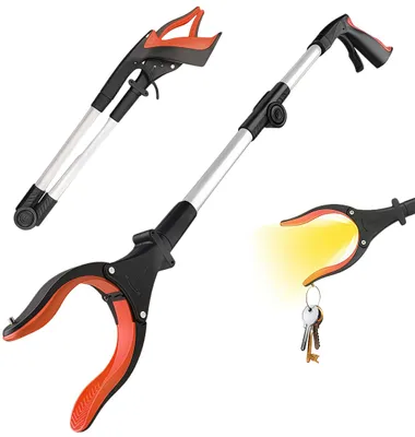 Produktbild von Greifzange, Greifhilfe mit Magnet und Licht, Müllgreifer, Abfallzange, Faltbare Greifzange für Senioren - 81cm