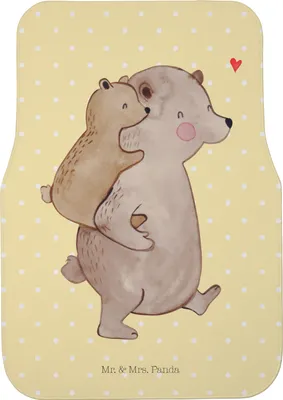 Produktbild von Mr. & Mrs. Panda Automatte Papa Bär - Gelb Pastell - Geschenk, Vatertag, Fußmatte Auto, Auto-Fußmatte, Muttertag, Autoteppich, Teppich, Geburtstag