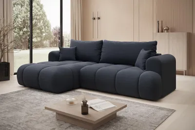 Productafbeelding van Eckbank TREVIO, links, in donkergrijs, 260 x 93 x 165 cm – Moderne designbank met ottoman