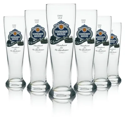 Produktbild von 6x Schneider Weisse Bier Glas Braukunst für Weissbierkenner 0,5l Sahm