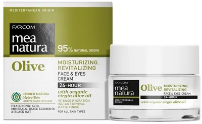 Imagen del producto de Farcom Mea Natura, crema facial y para el contorno de ojos de aceite de oliva, 24 horas, 50 ml (producido en Grecia)