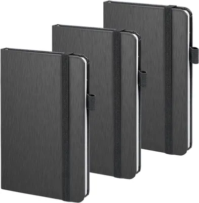 Produktbild von ONAVIA A6 Hardcover Liniertes Taschen-Notizbuch 3er Pack, 80 Blatt, Schwarz | 160 Seiten, 10,5 × 14,8 cm, Hardcover, Liniert, Notizbuch für Arbeit, Studium und Meetings