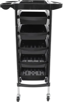 Produktbild von Friseurwagen - Salon Rollwagen mit Rädern - 6 Ebenen 5 Schubladen - Metallgestell - Traglast 8 kg - 52,5x37x90 cm - Schwarz