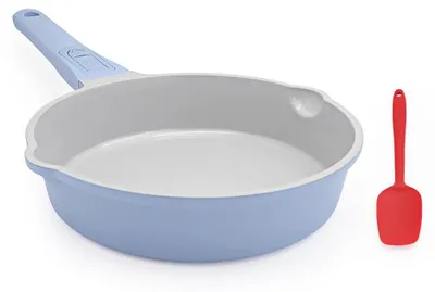 Tiefbratpfanne 8 Zoll, Keramik-Antihaft, abnehmbarer Griff, ofenfest, blau