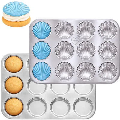 Image de Edelstahl Muffinform 2er-Set Muschelform und Whoopie-pie