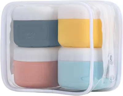 Produktbild von Pack von 4 Silikon Reisebehältern, 50 ml, Wiederverwendbare Flaschen mit Deckel, für Cremes und Lotionen, für