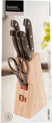 Produktbild von Excellent Houseware 7-teiliges Messerset im Messerblock/Halter