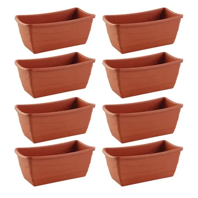 Produktbild von 8x Pflanzschale Eckig aus Kunststoff Terracotta 26 x 13 cm Blumenkasten Blumentopf Pflanzentopf Pflanzgefäß