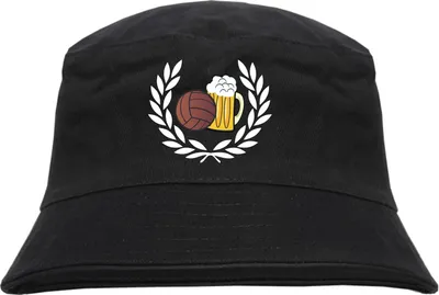 Produktbild von Lorbeerkranz Fussball Bier Fischerhut - bestickt - Bucket Hat Anglerhut Hut S/M Schwarz
