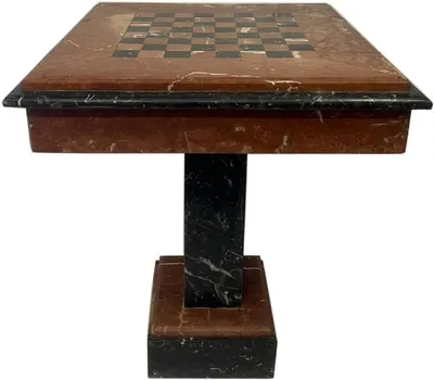 Produktbild von Casa Padrino Barock Schachtisch Braun / Schwarz - Quadratischer Marmor Tisch - Barockstil Beistelltich - Marmor Möbel im Barockstil - Barock Möbel