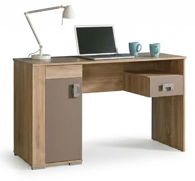 Produktbild von Schreibtisch Bravo Computertisch 130x51x78cm 1-türig Eiche Sonoma / Trüffel