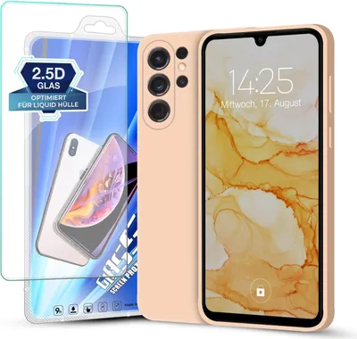 Produktbild von Hülle für Samsung Galaxy S24 Ultra mit 9H Displayglas Displayschutz Plus Case Cover Bumper Silikon Softgrip Schutzhülle Farbe: Rosa