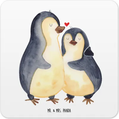 Produktbild von Mr. & Mrs. Panda Tassenuntersetzer Pinguine Einschlafen 15er Set - Weiß - Geschenk, für Frauen, Untersetzer Gläser, Valentinstag, Coaster, Kunststoff, Mitbringsel