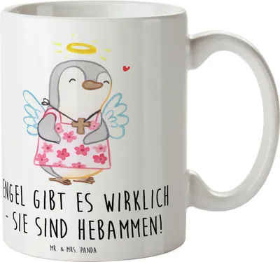 Produktbild von Mr. & Mrs. Panda Tasse Hebamme Engel - Weiß - Geschenk, Familie, Danke sagen, Aufmerksamkeit, Hebammen, Teetasse, Pott, Unterstützung, Dankbarkeit, haferl, Trinkbecher