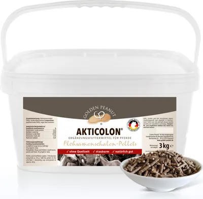 Produktbild von GOLDEN PEANUT Akticolon Flohsamen Pellets 3 kg - Flohsamenschalen pelletiert, Ergänzungsfutter für Pferde & Ponys - Das Original