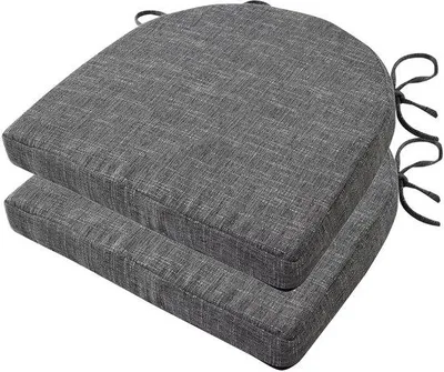 Produktbild von Unyqoos® Set 2 Stuhlkissen 40x40x5 cm – Memory-Foam Sitzkissen, waschbarer Bezug, rutschfeste Rückseite, 37 cm Befestigungsbänder, innen & außen