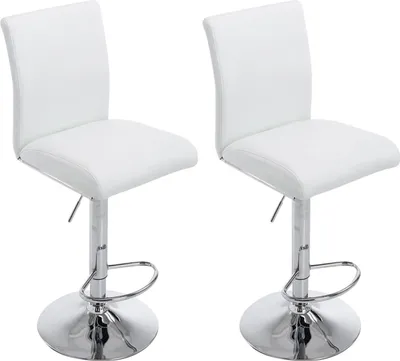 Produktbild von TPFLiving 2er Set Barhocker Kölle Gestell Metall in Chromoptik Kunstleder Weiß