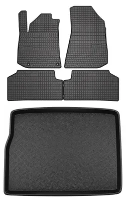 Productafbeelding van Rubberen automatten + kofferbakmat voor Kia Niro vanaf 2016 – 5-delig, zwart, op maat – Wielganizator SolidPRO