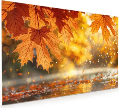 Produktbild von Küchenrückwand Spritzschutz Glas mit Motiv Herbstblätter 40 x 40 cm