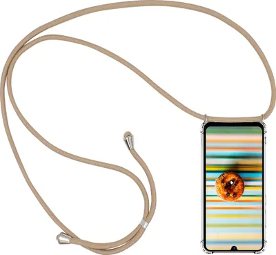 Produktbild von CLM-Tech Handykette kompatibel mit Samsung Galaxy Z Flip3 5G - Hülle mit Kordel zum Umhängen - Silikon Schutzhülle transparent mit Band Schnur, beige