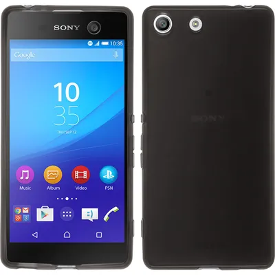 Produktbild von PhoneNatic Case kompatibel mit Sony Xperia M5 - schwarz Silikon Hülle transparent + 2 Schutzfolien