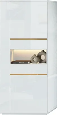Produktbild von Wohnzimmerschrank Pegaso 2-Türig in Weiß/Gold Hochglanz Türanschlag Links