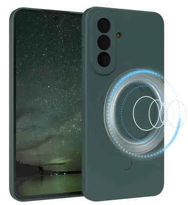 Produktbild von EAZY CASE - Silikonhülle MagSafe für Samsung Galaxy A57, Hülle Silikon, weich stoßfeste Magnet Handyhülle, Schutzhülle mit Kameraschutz, TPU Bumper in Grün
