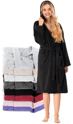 Produktbild von Twinzen - Bademantel Damen Frottee mit Kapuze - 100% Baumwolle - M