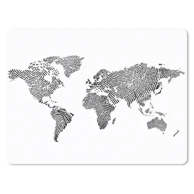 Produktbild von MuchoWow® Mauspad Mousepad Weltkarte - Fingerabdruck - Schwarz - Weiß 40x30 cm - Mousepads - Maus Mat - Pad - Mausunterlage - Anti Rutsch