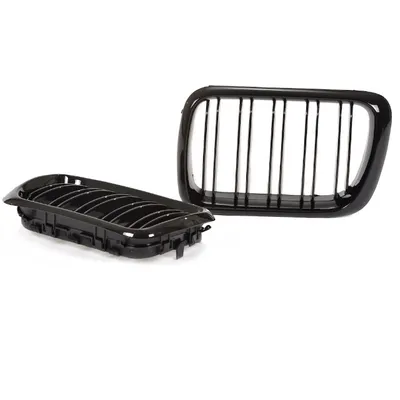 Produktbild von Satz 2x Kühlergrill Grill Schwarz Glanz Doppelsteg passend für BMW 3er E36 Facelift ab Baujahr 1996