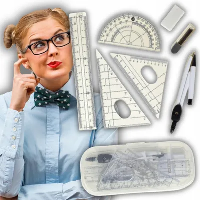 Obrázek produktu pro Školní geometrická sada s kružítkem a pravítkem - 8 dílů