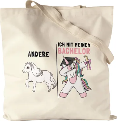 Produktbild von Andere Ich Mit Meinem Bachelor Jutebeutel Stoffbeutel Canvas  Einhorn Pferd Abschlussgeschenk Studium Humorvoll